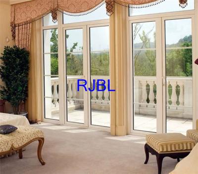 China Decorative Aluminum Clad Pine Wood Casement Door With Double Glass Waterproof for sale