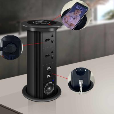 China Eletrônico Smart Elevação inteligente Motorizada Desk Pop Up Socket Conferência Mesa Cozinha Socket Outlet à venda