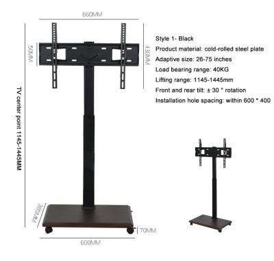 China Motorized Flip up Style Mobile Tv Floor Stand with Lift Mechanism Supply for 46-75