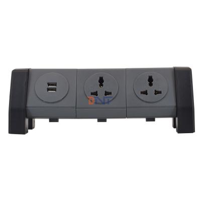 China OEM/ODM Universal Power Extension Cord Tower Socket with 2 USB charging socket Surge Protector for Desk for sale