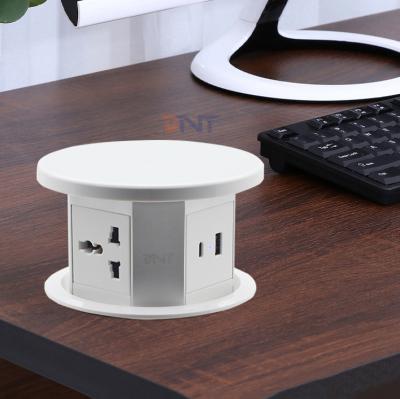 China OEM/ODM Smart Pop-Up Power Outlet Aluminum Tabletop Socket with 4 AC Outlets & 2 USB Ports IP44 Standard for Charging for sale