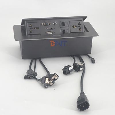 China Power Supply Office Desk Power Sockets Square Corner With Audio Video Connector for sale