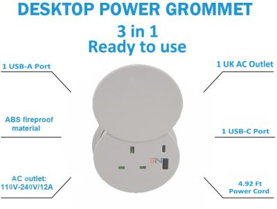 Китай Гарантия безопасности 4,92 USB 1 AC Ft порта выхода и 2 удлинителя переносит белое для круга отверстия стола таблицы продается