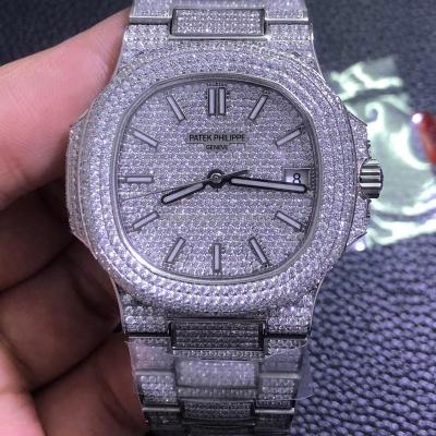 China Auto Date Iced Out Movement 904L PK 5A Full Diamond Steel Waterproof Sport Sapphire Luxury Watch for sale