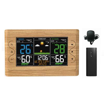 China 433MHz Wireless Home Weather Station With Thermometer And Wood Finish Housing for sale