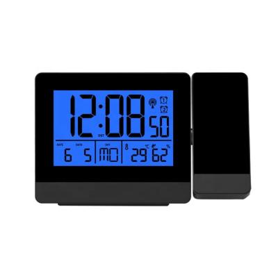 China Projection time or temperature radio controlled blue backlight digital clock with temperature and humidity for sale