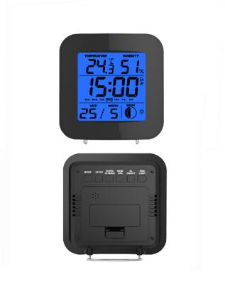 China Simple calendars radio controlled digital alarm clock with weather forecast, temperature and humidity for sale