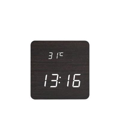 China Home / Office LED Digital Wooden Desk Clock With Temperature for sale