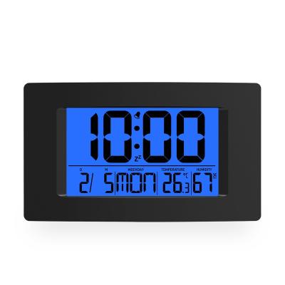 China Antique Style Large LCD Display Wall Weather Station Clock With Indoor Temperature for sale