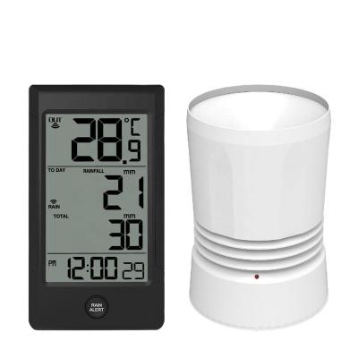 China Home / Office Home Electronic Rain Gauge Weather Center Meter With Outdoor Temperature for sale