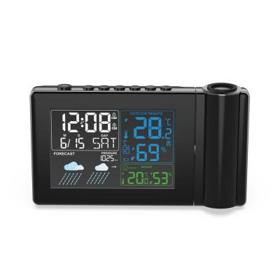 China Projection radio alarm clock for bedrooms with weather station tilting projection with rotation adjustment projection brightness for sale