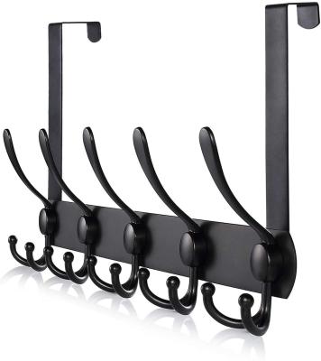 China Viable Over The Door Hook Hanger - 6 Hooks Over The Door Coat Rack For Hanging Clothes Hat Towel, Black for sale