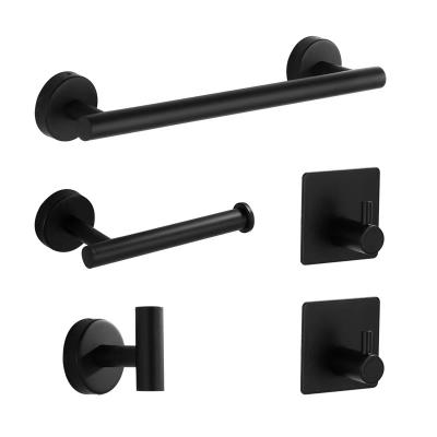 China Modern Hot Sale High Quality Bathroom Hardware Set Black Bathroom Accessories for sale