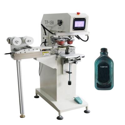 China Semi Automatic 2 Color Factory Glass Open Bottle Ink Well Pad Printer Machine With Clean Pad System for sale