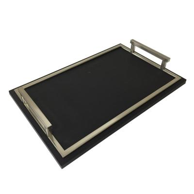 China Wholesale High End Modern Leather Organizer Tray Decorative Square Serving Tray from China for sale