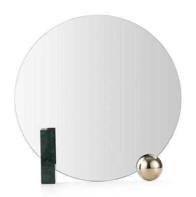 China Minimalist Decorative Home Decorative Mirror Metal Wall Decor Gold Mirror With Marble Base for sale