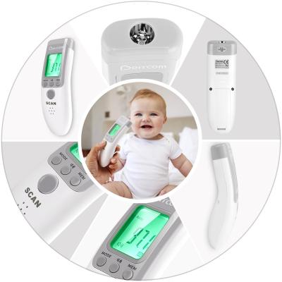 China Forehead 3 colors backlight infared lcd screen baby children body temperature non-contact thermometer for sale