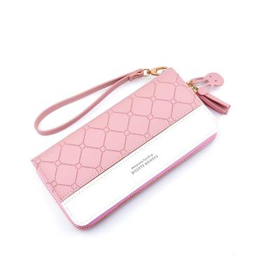 China Waterproof Luxury Leather Women Wallets Women Favor Prize Zipper Purses Tassel Design Long Clutch Wallet for sale