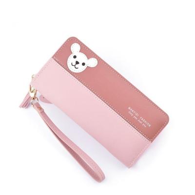 China Waterproof Well Made Women's Wallet Women's Long Zipper Clutch Bag Fashion Contrast Color Wallet for sale