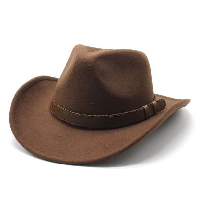 China Wholesale Casual Classic Pu Bucket Ribbon Wool Felt Cowboy Hat Roll Up Brim Felted Hat Hats for sale