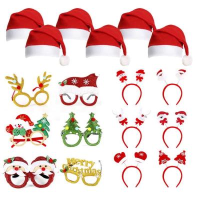 China 2021 Polyester Hot Sale Christmas Snowman Santa Party Glasses Hat Head Band For Both Adult Children for sale