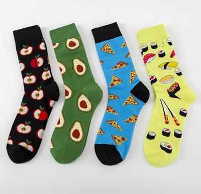 China Breathable Men's Funny Food Cartoon Cotton Pops Sushi Pizza Patterned Socks For Men Adult Cute Fruit Socks for sale