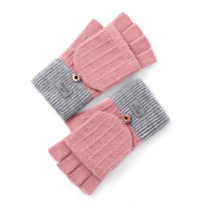 China And soft warm fashion knitted lady glove winter touchscreen women knitted style windproof warm outdoor Japan Korea full half finger glove for sale