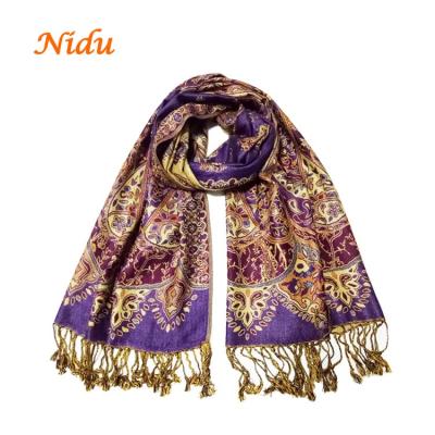 China Viscous high quality pashmina shawls jacquard china scarf long low MOQ factory for sale