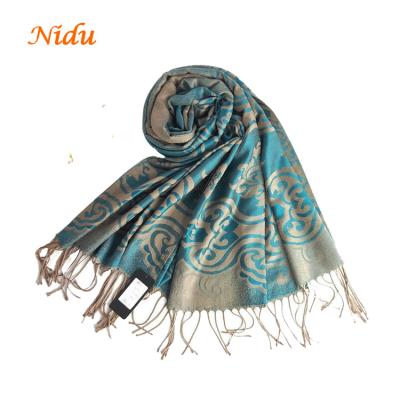 China Factory shalws cheap women low MOQ viscous floral jacquard pashmina scarf promotional for sale