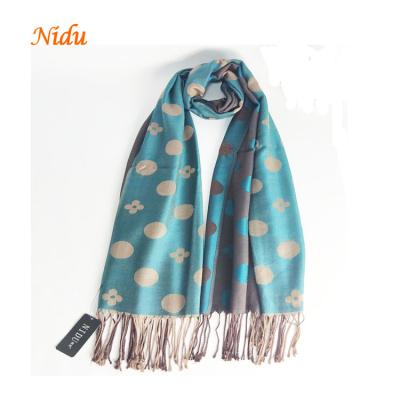 China Hot Selling Soft Viscous Acrylic Hijab Scarf Circle Pattern Pashmina Scarf Stoles Muslim for sale