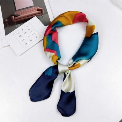 China Women's Fashion Square Neckerchief Neck Scarf Head Scarf Silk Feeling Square Satin Handkerchief Hair Wraps Neck Tie for sale