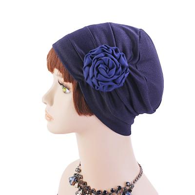 China Madame Flower Turban Luxury Rose Flower Chemo Cap Girls' Head Hat of Dobby for sale