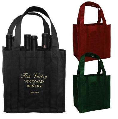 China Storage Wholesale Cheap Customized Logo Bottle Wine Tote Bag Reusable Non Woven 6 for sale