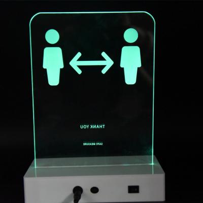 China Desktop Acrylic Magazine Display Rack Distance Perspex LED Stand Sound Light Sensor Social Warning Flashing Acrylic Display for sale