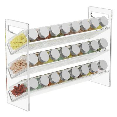 China Morden Kitchen Tabletop Acrylic Seasoning Rack Spice Rack 3 Tier Acrylic Seasoning Organizer for sale