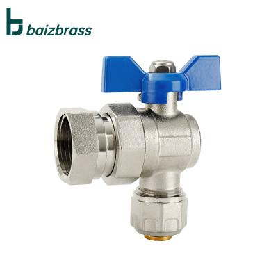 China General High Quality Brass Aluminum Plastic Tube Ball Valve Unions Dn25 Angle Valve for sale