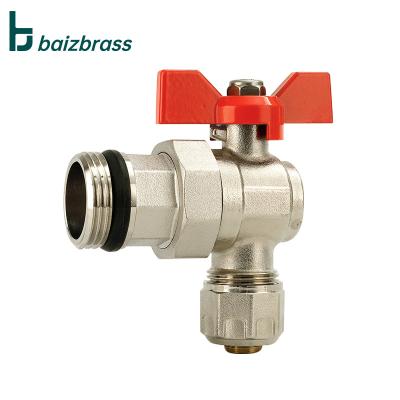 China General Male Thread Aluminum-plastic Pipe Connection Ball Valve Butterfly Handle Brass Angle Valve for sale