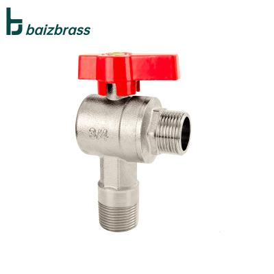 China Bathroom And Kitchen General Flow Saving Water Angle Valve Brass Nickel Plated Large Ball Valve for sale