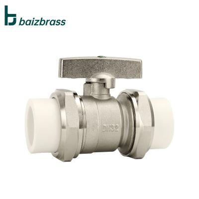 China General Double Union Brass Control DN15-DN25 PPR Water Flow Ball Valve for sale