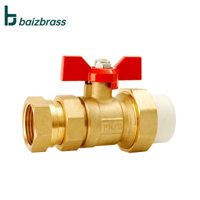 China 25mm White Color 32mm Core Union PPR General Female Threaded Brass Ball Valve for sale