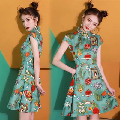 China Fashion Women Chinatown New Year Festival Celebration Anti-Static Cheongsam Qipao Dresses Tight Embroidered Maxi Dresses for sale