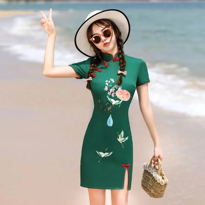 China High Quality Anti-Static Chinese Chinatown Bodycon Vintage Embroidered Retro Modern Sexy Prom Party Cheongsam Qipao for sale