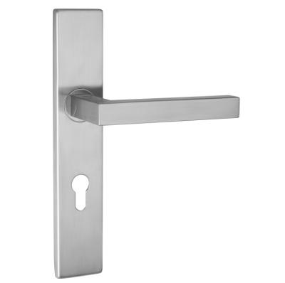 China Contemporary Stainless Steel PZ Handle Back Plate Square Corner Hole Escutcheon Lever Door Handle With Plate for sale