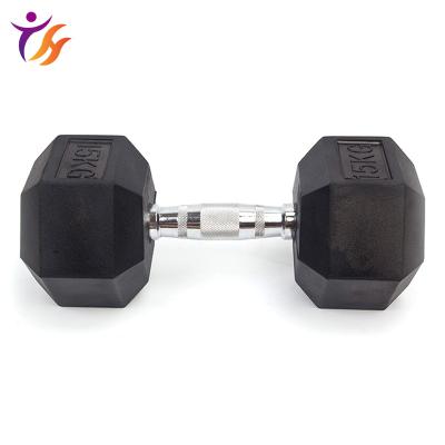 China TZH Non-Slip Cross Fitness Weighs Gym Basic Equipment Hex Gym Profession Dumbbell Rubber Coated Dumbbell Free Weight Rubber Dumbbell for sale