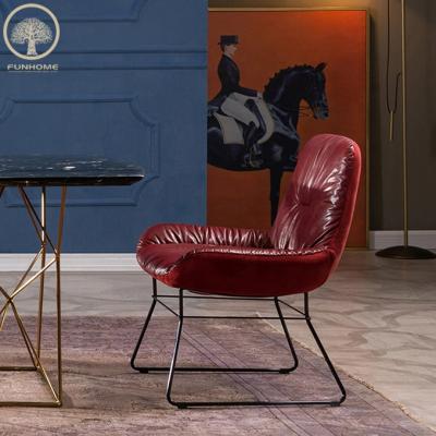 China Modern Red Leather Dining Chair Vintage Arm Dining Chair Nodic Dining Chair for sale