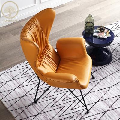 China (Other) Adjustable Leather Lounge Chairs Yellow Leather Club Chair for sale