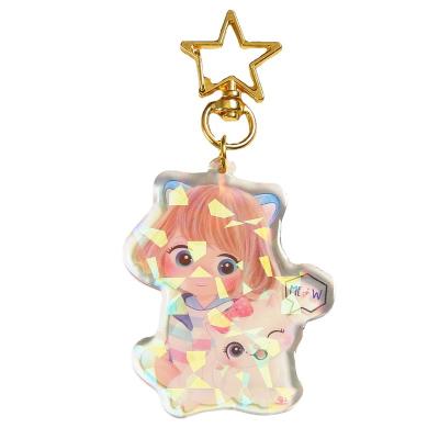 China Cartoon 10 MOQ Cheap Make Your Own Design Printed Custom Pendant Key Chain Acrylic Charms Glitter Epoxy Acrylic Charm Keychain for sale