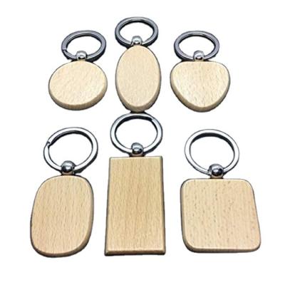 China Durable Custom DIY Gifts Handmade Keychain Wooden Key Tag with Split Ring Key Chain for sale