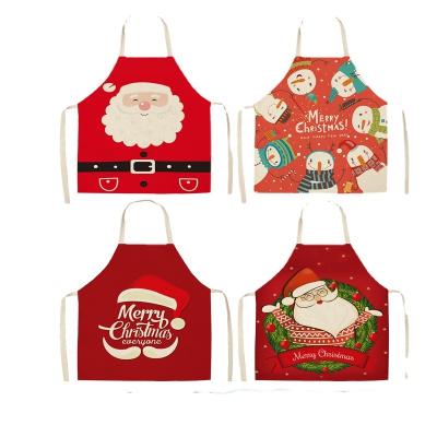 China Modern simplicity Cartoon Christmas new customizable pattern Multifunctional kitchen cotton and linen apron Factory Direct Supply for sale