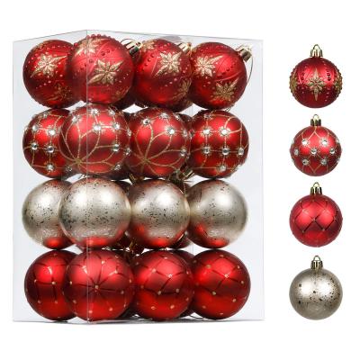 China In stock ZHIMEIGIFTS 24pcs 6CM Wholesale Christmas Party Tree Ornaments Decorative Pendant Ball Bauble For Home for sale